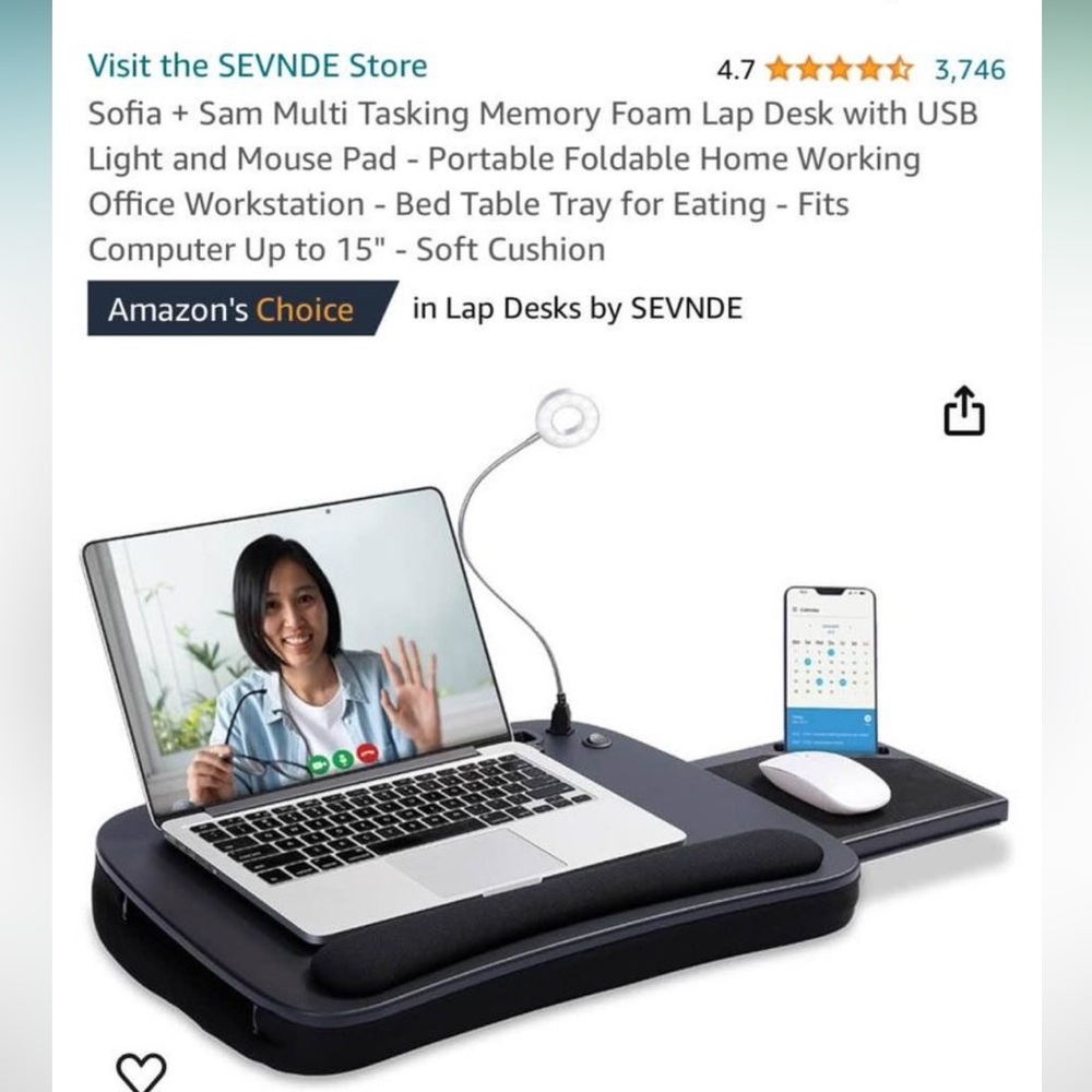 Sofia + Sam Multi Tasking Memory Foam Lap Desk with USB